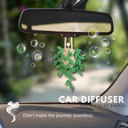 ROFIGL Handmade Crochet Hanging Car Air Freshener,12ml Empty Refillable Oil Diffuser Bottle with Crochet Hanging succulents Plant for Car Rearview Mirror for Home, and Office Hanging Diffuser Decor