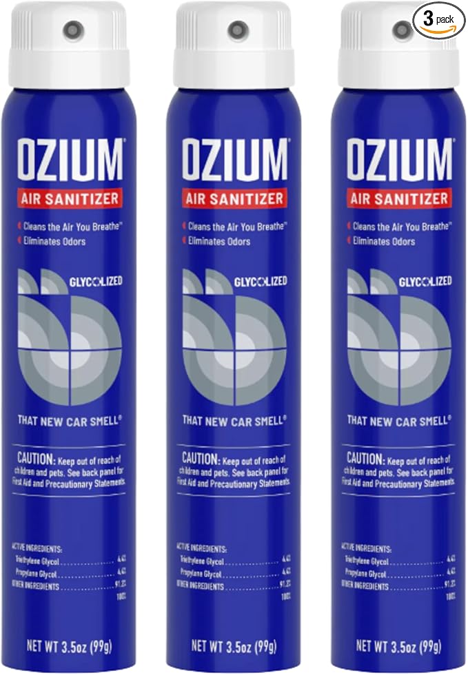 Ozium® 3.5 Oz. Air Sanitizer & Odor Eliminator for Homes, Cars, Offices and More, That New Car Smell Scent - 3 Pack