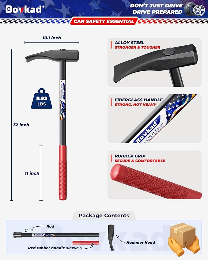 32'' Heavy Duty Tire Bead Breaker Hammer, Duck Billed Tire Hammer for Fast Bead Breaking, Tire Bead Breaker Tool for Semi Trucks, Passenger Car, Pickups, Tractors Tire Bars for Changing Tires