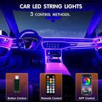 Interior Car LED Strip Lights Car Accessories APP Control with Remote 5 in 1 Music Sync Color Change RGB Ambient Lighting Kit with 275 inches Fiber Optic USB Charger Light Strips Decorations