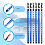 Motorcycle RGB LED Light Kit, 6PCS DC 12V Waterproof Motorbike Underglow Strip Lights Kit, Golf Cart Exterior Ground Effect Atmosphere Lamp, Universal for SUV RV Truck (Blue)