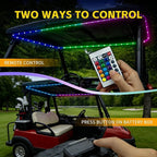 Battery Powered Golf Cart Canopy Lights, 2 Pack 8FT IP68 Fully Waterproof Golf Cart Roof Light Strip with Remote, Golf Carts Underglow RGB Led Strip Lights for EZGO Yamaha Marine Boat Kayak SUP UTV