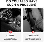 2PCS Car Seat Gap Filler, Automotive Seat Organizer Fill The Gap Between Seat and Console, Universal Car Storage Box Inserts Fill The Gap Between Seat &Console for Coins Wallets Keys (Black)