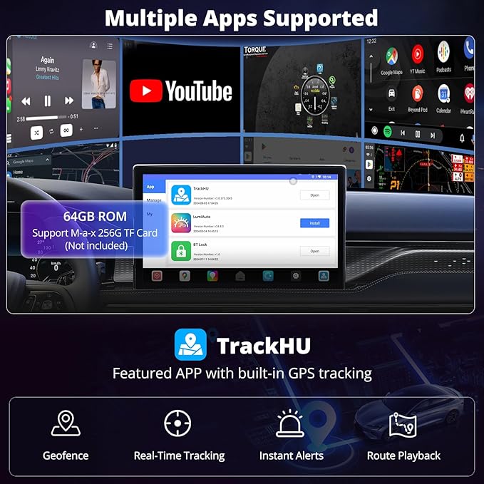 CB6 AI Box CarPlay Support for YouTube/TikTok, 2025 Wireless CarPlay Adapter with ChatGPT Assistant, Android 13,GPS Tracking, 4G LTE, Plug & Play, for Cars with Wired CarPlay/AA, 4G+64G, Black