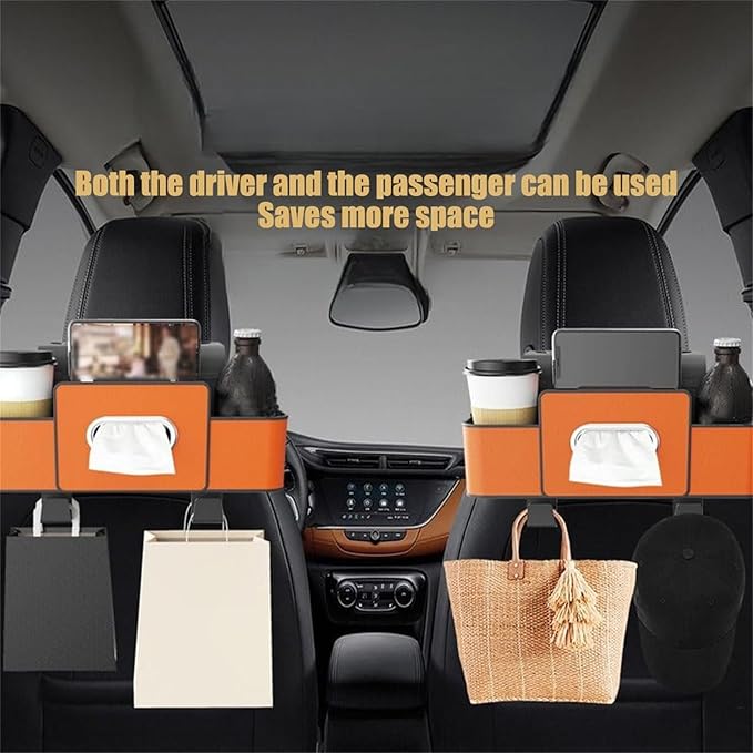 Car Organizers and Storage Box Behind Seat, Large Car Seat Back Organizer for Hold Phone, Drinks, Handbag, Universal Fit for Suv/Sedan (Brown, 1pcs)