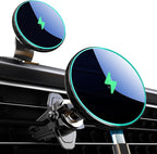 MOKPR for Magnetic Car Mount Charger-15W Wireless Car Charger-Magnetic Car Phone Holder for Dash Air Vent-LED RGB HandsFree Car Mount Fast Car Charger for iPhone 14/13/12 Series Carbon Fiber