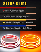 Sequential Turn Signal Light Strip Dynamic Scan Start Up Led Hood Lights Flexible DRL Daytime Running Light for Car,Truck,SUV,Dual Color White Amber Flowing Switchback 12V 94inch/240CM (1Set)