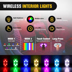 Nilight Wireless Magnetic RGB LED Interior Lights, 2 PCS 7 Colors USB Rechargeable Universal Mini Sticky Footwell Ambient Atmosphere Reading Lamp with Touch Sensor, Portable Night Lighting for Car