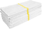 Nouvelle Legende Ribbed Microfiber Bar Mop Towels, Super Absorbent, Cleaning & Drying Cloths, Lint-Free, Streak-Free for Kitchen, Home & Auto, 14x18 Inch, 12-Pack, Yellow Stripe