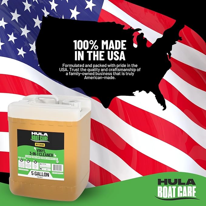 Hula 3-in-1 Boat Vinyl Cleaner, Conditioner and UV Protectant, 5 Gallon — Bulk Marine Detailing Supply, Made in USA
