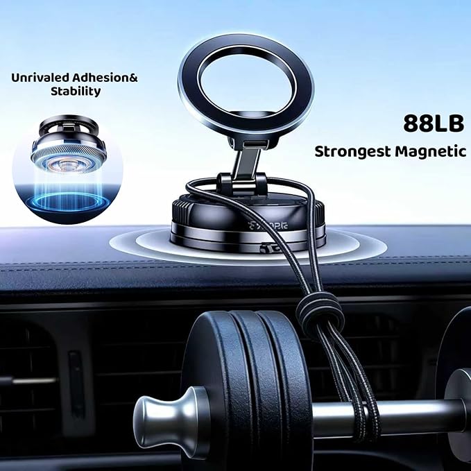 Upewefi 2026 Upgraded Car Phone Holder for Mag Safe, 3500gf Strongest Magnetic, 360° Adjustable Car Phone Holder, Phone Holders for Your Car, Car Mount for iPhone 17 16 15 14 13 12 (1pcs-BlackRed)