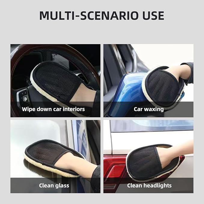 5pack Car Wash Mitt, House Cleaning Glove, Home Dusting Cloth Imitation Wool Gloves 2 pcs Yellow