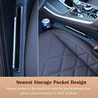 Advanced 3in1 Car Seat Gap Filler with Pocket Organizer and Removable Cupholder,Console Side Pocket Organizer,Car Seat Gap Pad for Cellphone Coin Key,Stopper and Blocker,PU Leather,2 Packs