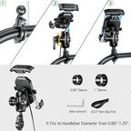 iMESTOU Anti-Theft Motorcycle Wireless Phone Mount Charger 15W & USB C 3A Handlebar 1" Ball Phone Holder Works with 12V/24V Vehicle/USB A Socket 720 Rotation Quick Charge for 4.0-7.0" Cellphones