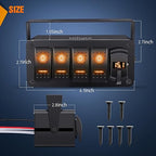 Nilight 4 Gang Rocker Switch Box 12V SPST ON Off Toggle Switches PD Type C and QC 3.0 USB Sockcet Voltmeter Orange LED Light Waterproof Aluminum Mount Bracket Panel DIY Stickers for Boat Car RV Truck