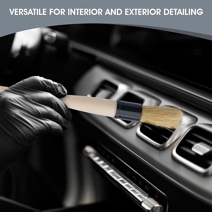 Nanoskin Boar Hair Vent and Dash Detailing Brushes, 3-Pack - Premium Quality, Gentle on Surfaces | Ideal for Auto Detailing Enthusiasts and Pros | Durable Cleaning Tool for Interior and Exterior Use