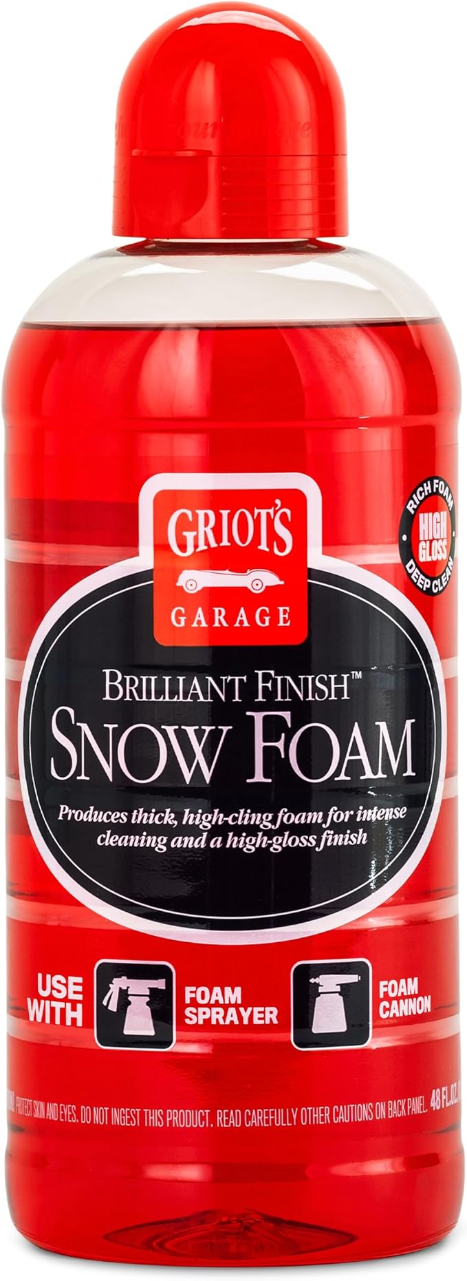 Griot's Garage Brilliant Finish Snow Foam, Foaming Car Wash Soap for Deep Cleaning and Glossy Shine, Use with Foam Cannons or Foaming Sprayers, 10848, 48oz