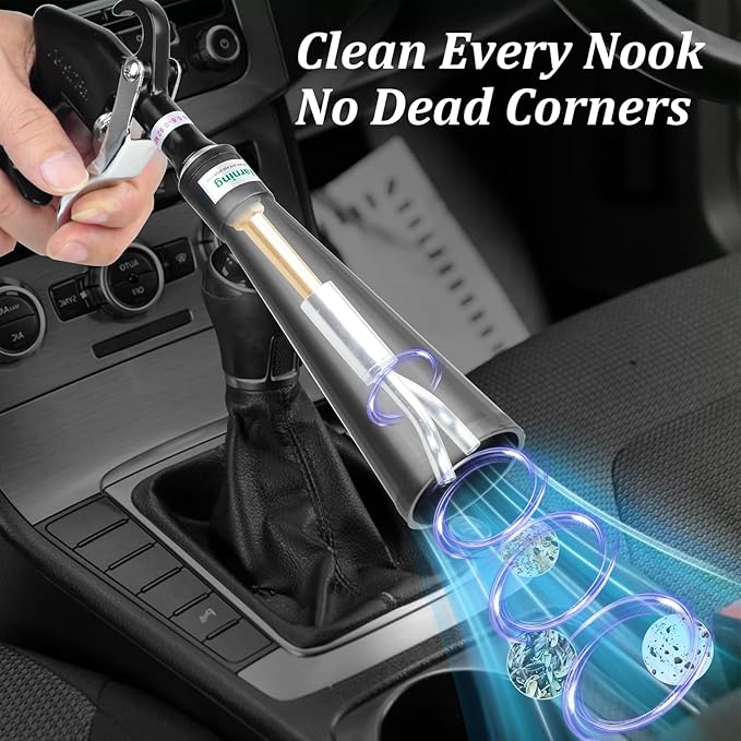 Car Cleaning Gun, Interior Detailing Dryer Air Blow Gun with 2 Nozzles, High Pressure Blower for Fast Dirt & Dust Removal, Works with Air Compressor