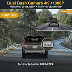 Fitcamx Front 4K+Rear 1080P Dash Cam Adapts for Kia Telluride 2023-2025 (Part NO#S9300), Integrated OEM Style, Dual HD Video, WiFi & APP, Loop Recording, Gravity Sensor, Easy to Set, 128GB Card