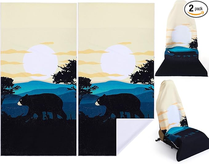Hahafelt 2 Pack Car Seat Towel Covers Athletic Running Towel Performance Microfiber Post Workout Sweat Washable Cover Non Slip for Seat Outdoor Sport (Shenandoah)
