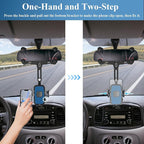 Phone Mount for Car, Rear View Mirror Phone Holder, Rotatable and Retractable Car Phone Holder Mount Rearview Mirror Phone Holder for Car Compatible with iPhone Samsung Cell Phones (Blue)