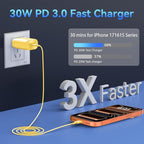 Phone 17 16 15 Charger Fast Charging,30W USB C Phone 17 16 15 Pro Max Charger Block &10FT Long Type C Cable Cord for i.Phone 17/Air/17 Pro/17 Pro Max/16/16 Plus/16 Pro/16 Pro Max/15/15 Pro Max,Yellow