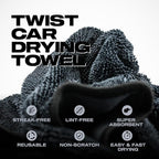 Nasiol Twist Car Drying Towel, Highly Absorbent Quick Dry, Soft Banded Edges - Scratch Free - Double Sided - Safe for Car Paint Microfiber Evo Detailing Towel (35 x 23 inch)