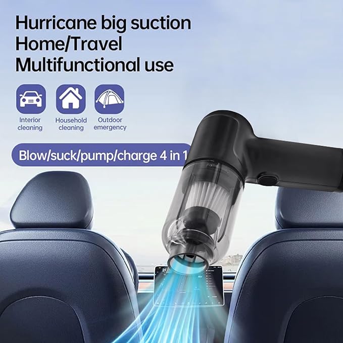 Handheld Car Vacuum Cleaner,Portable Small Cordless Air Duster,5000Pa Mini Rechargeable Dust Buster,4-in-1 High Power Hand Detail Blower Kit with Multi-Nozzles for Car, Home, Office, Pet