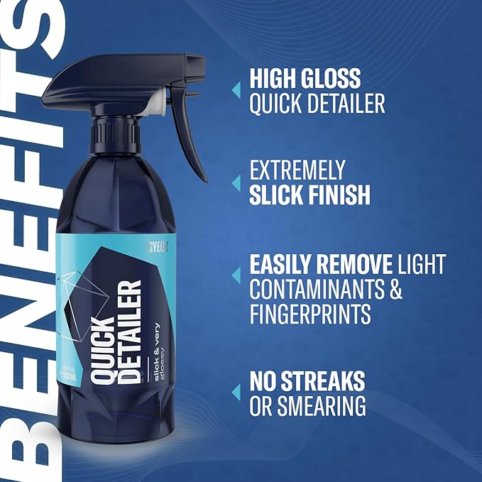 GYEON Quick Detailer Spray for Car Paint Glass Trim Chrome Enhances Gloss Adds Hydrophobic Protection Safe on Ceramic Coated Vehicles Removes Dust Fingerprints Boosts Shine Fast Easy Car Care