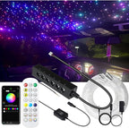 AZIMOM 6LED Colorful Fiber Optic Starlight Headliner Kits 180pcs*0.03in*6.5ft Fiber Strands APP& Remote Control Mix Color Chase Timing Fiber Optic Star Light for Car Home Sky Star Decoration