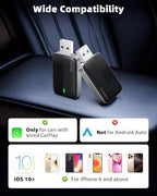 MoKo Wireless CarPlay Adapter for Apple iPhone, Mini Car Play Adapter for iOS 10+ & Cars with Apple CarPlay, Wired Car Play to Wireless, Fast Response Stable Control No Delay Not for Android,BlackGry
