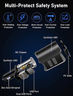 LIHAN Multi USB Cigarette Lighter Adapter, Car Charger Socket Splitter with 3 USB Ports, 12V/24V Outlet Plug Voltage Meter,Compatible for iPhone,iPad, Samsung Galaxy, LG, Google