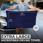 XL Car Drying Towel,1300 GSM Professional Car Towel with Double Twisted Loop, Car Drying Towels Extra Large Super Absorbent, Microfiber Drying Towels for Cars, Trucks - 40"x24", Navy 4-Pack