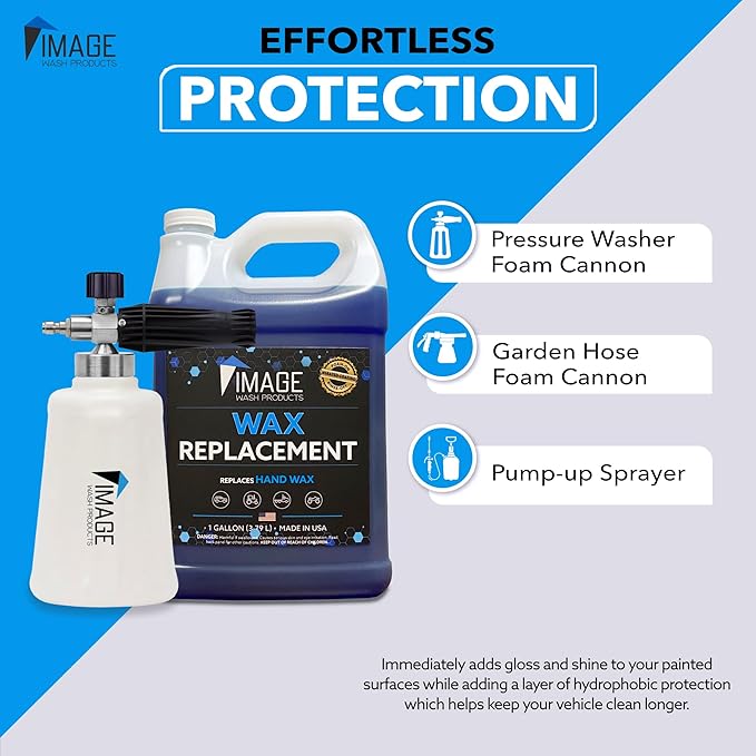 Image Wash Products Wax Replacement (Foamable) - Protectant forTrucks/RV's/Cars/Boats/Trailers/Equipment. Foam On/Rinse Off (128 Fl Oz)