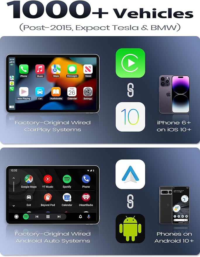 Mini Wireless CarPlay & Android Auto Adapter for iPhone & Android Phone (2026 Upgrade), No Lag, Fast Stable Connection, Converts Wired to Wireless CarPlay Dongle for 2016+ Cars, USB-A&C Port