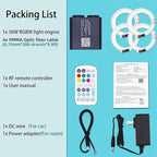 36W 4-Head 4 Color RGBW Twinkle Fiber Optic Lights, Starlight Headliner Kit with Total 800pcs*0.75mm/0.03in 9.8ft Optical Fiber Cables+Remote and APP Control for Car and Home Interior Decoration