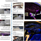 AZIMOM Car Use 6W RGBW 150pcs 0.03in 6.5ft Fiber Optic Lights Starlight Ceiling Light Kit End Glow Optic Cable Music Mode APP Remote Sensory Lighting Indoor Home Headliner Decoration