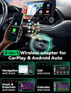 Wireless Carplay & Android Auto Adapter, Metal Design Mini & Stable 2-in-1 Dongle, Convert Vehicle's Wired CarPlay/Android Auto to Wireless, for iOS 10+/Android 11+ & Cars from 2016