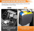 LAINLOY Foldable Car Seat Back Organizer, Large Capacity Hanging Car Backseat Storage Bag with Cup Holders, PU Leather Waterproof Car Trash Bag Can, Car Travel Accessories for Most Vehicles (2)