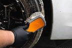 Detail Factory - ProGrip Tire Brush - Ergonomic ProGrip Handle, Stiff Synthetic Bristles, Ergonomic Design, Efficient Tire Brushes for Cleaning Tires - Solar Flare