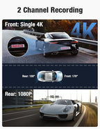 OMBAR Dash Cam Front and Rear 5G WiFi, Dash Cam 4K/2K/1080P+1080P, Dash Camera for Cars with 3.18" LCD Screen, Dashcam Car Camera with WDR Night Vision, G-Sensor, Loop Recording, SD Card Not Included