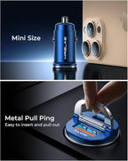 【Upgraded】 125W USB C Car Charger Super Fast Charging for iPhone 16, [PD65W & QC60W][All Metal] MRGLAS Cigarette Lighter Car Charger,Dual Port for iPhone 16 15 Pro iPad Samsung S25 S24 MacBook-Blue