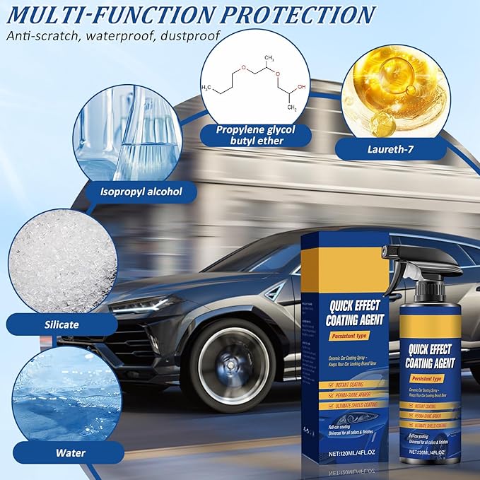 2Pcs Advanced Car Quick-Acting Coating Agent Spray, Scratch Wax Polish Waterless Wash, Quick Effective Coating Spray, Oil Film Emulsion Glass Cleaner(2 brush + 2 towels)