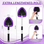 FoldTier 8 Pcs Car Windshield Cleaner Kits with Extendable Handle, 5 Microfiber Towel Pads, 1 Brush, 1 Empty Spray Bottle for Auto Glass Wiper Suvs Rvs & Home Windows(Purple)