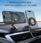 JUHOO Phone Holder for Car Magnetic Rotatable and Retractable, Fits iPhone 15, 14, 13, 12, Pro, Mini, MagSafe Case