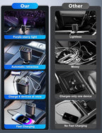 Retractable Car Charger with Starlight, 66W Starlight in Car roof 4 in 1 Retractable Car Phone Charger Adapter, Fast Charging USB C Cable, Compatible with iPhone 17/16/15/14/13/12