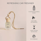 Llum Lily Sandal Hanging Car Air Freshener – Luxury Automotive Perfume Diffuser 10ml (0.34 fl oz), Long-Lasting Fragrance, Alcohol-Free Non-Toxic Car Scent, Glass Bottle With Wood Cap & AC Vent Clip