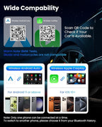 Wireless CarPlay Adapter for iPhone & Android Auto, No Delay, Fast & Stable Connection, Plug & Play, Converts Wired to Wireless Carplay Dongle for iOS 10 Android 11 and Above, USB-A/Type-C Port