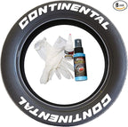 Tire Stickers Continental Tire Lettering Add-On Accessory - Easy DIY with Glue & 2oz Touch-up Cleaner / 17-18 Inch Wheels / 1.25 Inches/White / 8 Pack