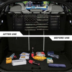 Patriotic Car Backseat Trunk Hanging Organizer for Men Suv Trunk Organizer Green Camo American Flag Cargo Storage Bag,4 Compartments